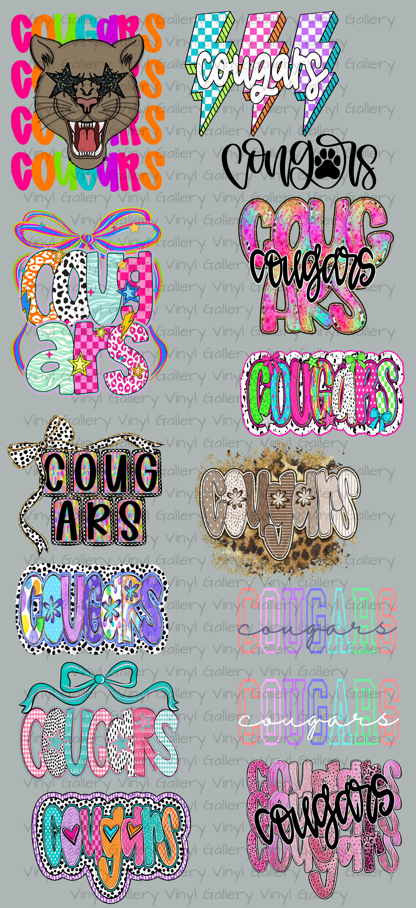 2025 Premade 48inch Cougars DTF YOUTH Gangsheet