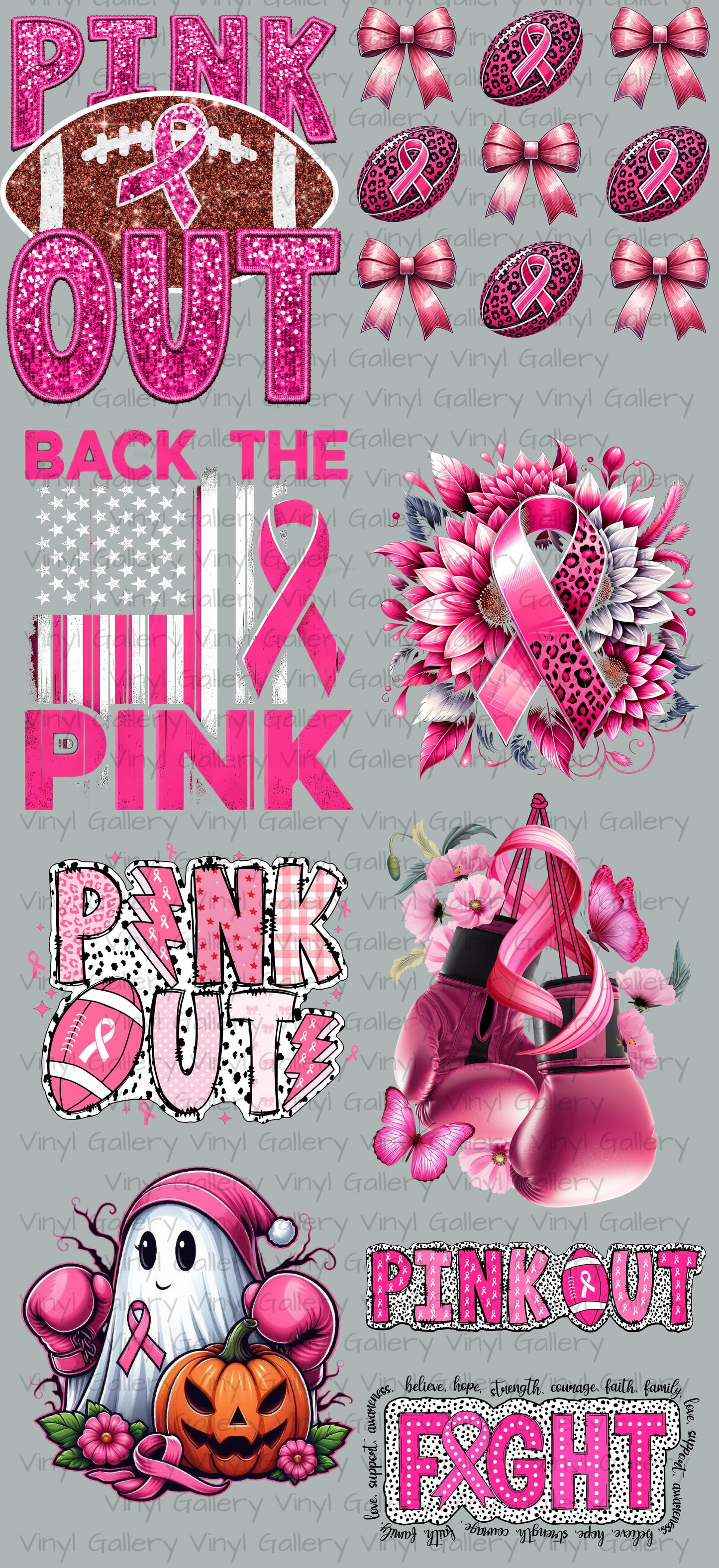 Premade 48inch Breast Cancer Awareness DTF Gangsheet