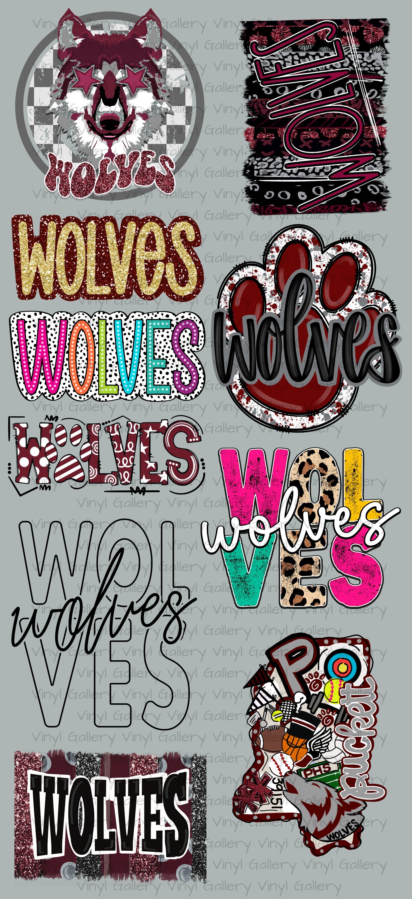 Premade 48inch Puckett Wolves DTF Gangsheet