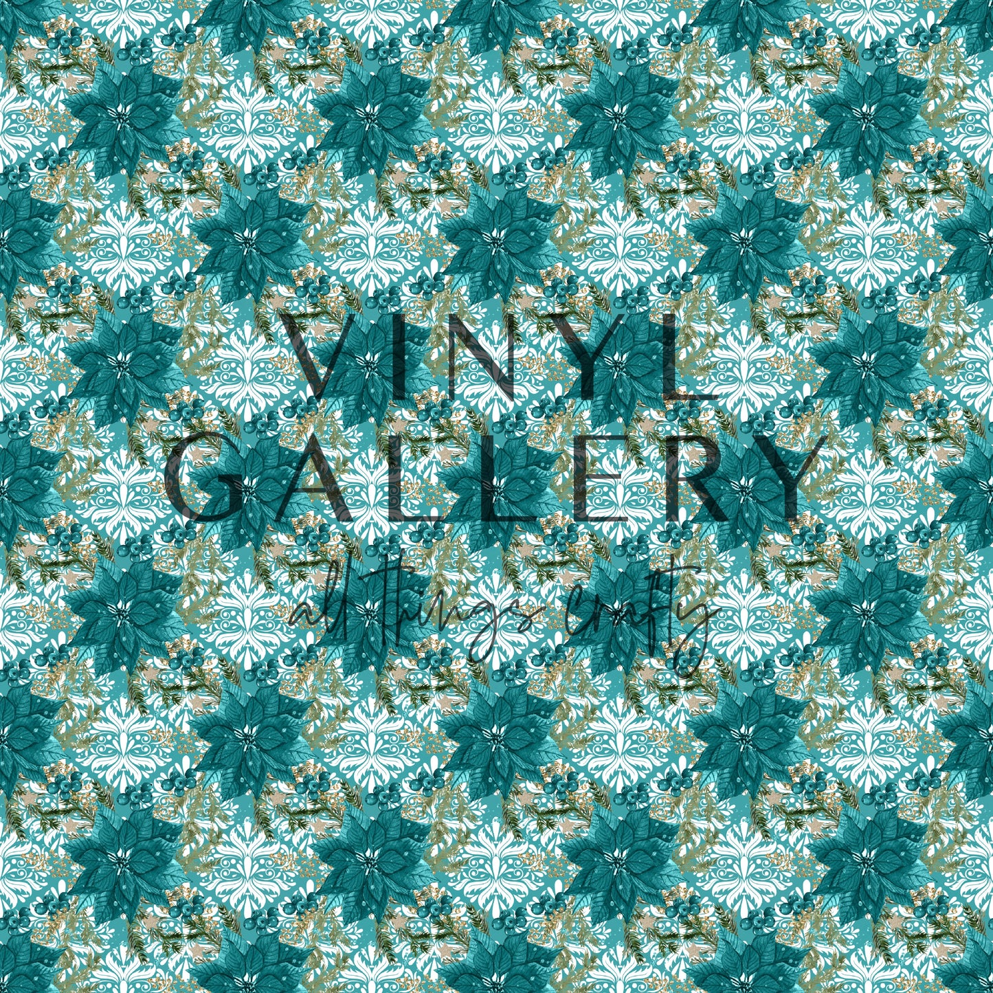 Xmas Teal Floral 3 Pattern