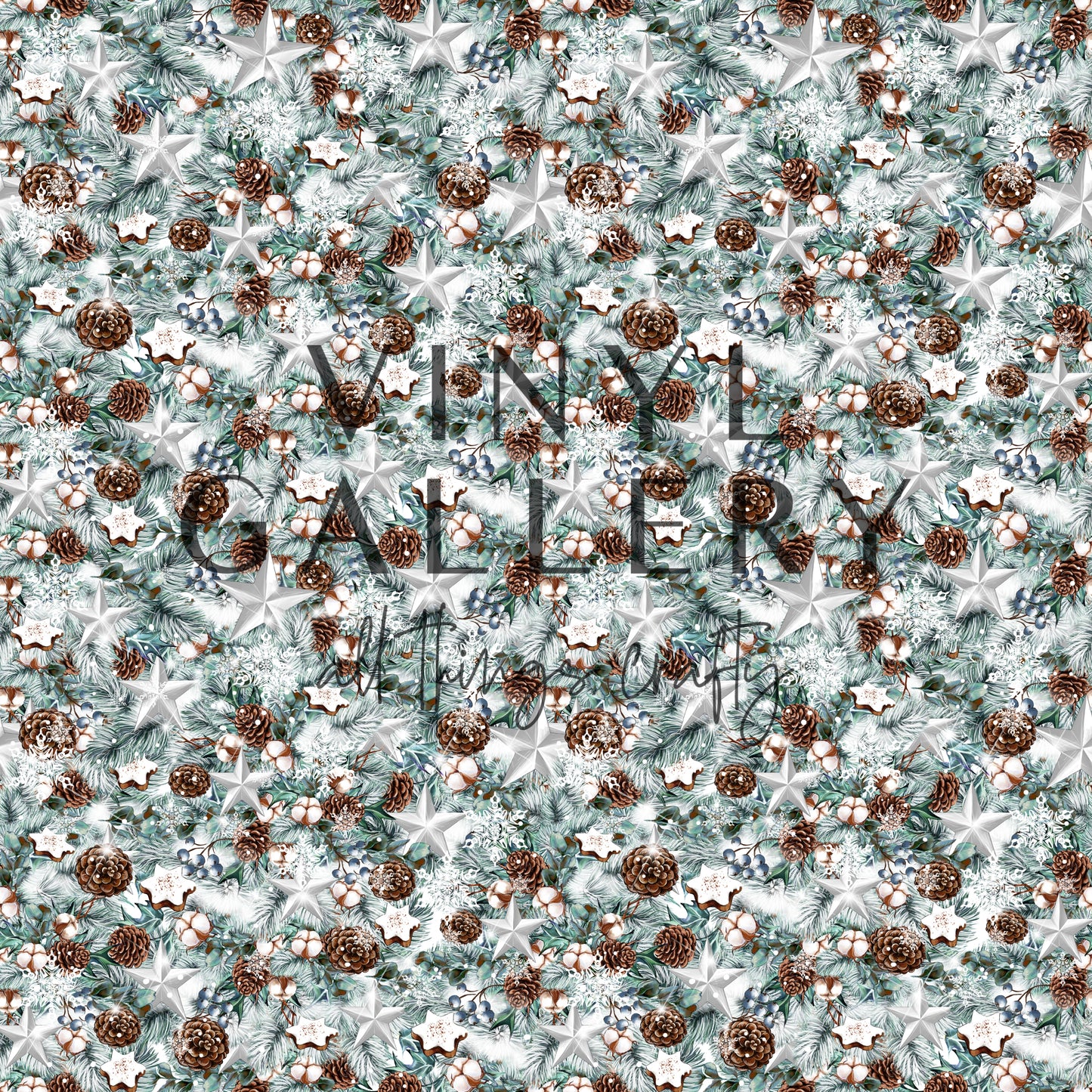 Xmas Teal Floral 4 Pattern