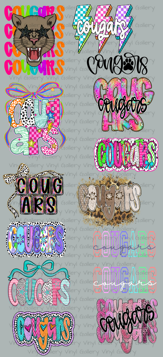 2025 Premade 48inch Cougars DTF YOUTH Gangsheet