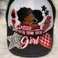 Delta Sigma Theta “Girl” Embellished Hat – Black & White Trucker Style