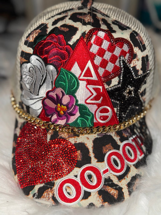 Delta Sigma Theta Hat – Embellished Leopard Print Sorority Cap