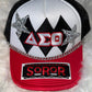 Delta Sigma Theta “SOROR” Embellished Hat – Red/White/Black Trucker Style