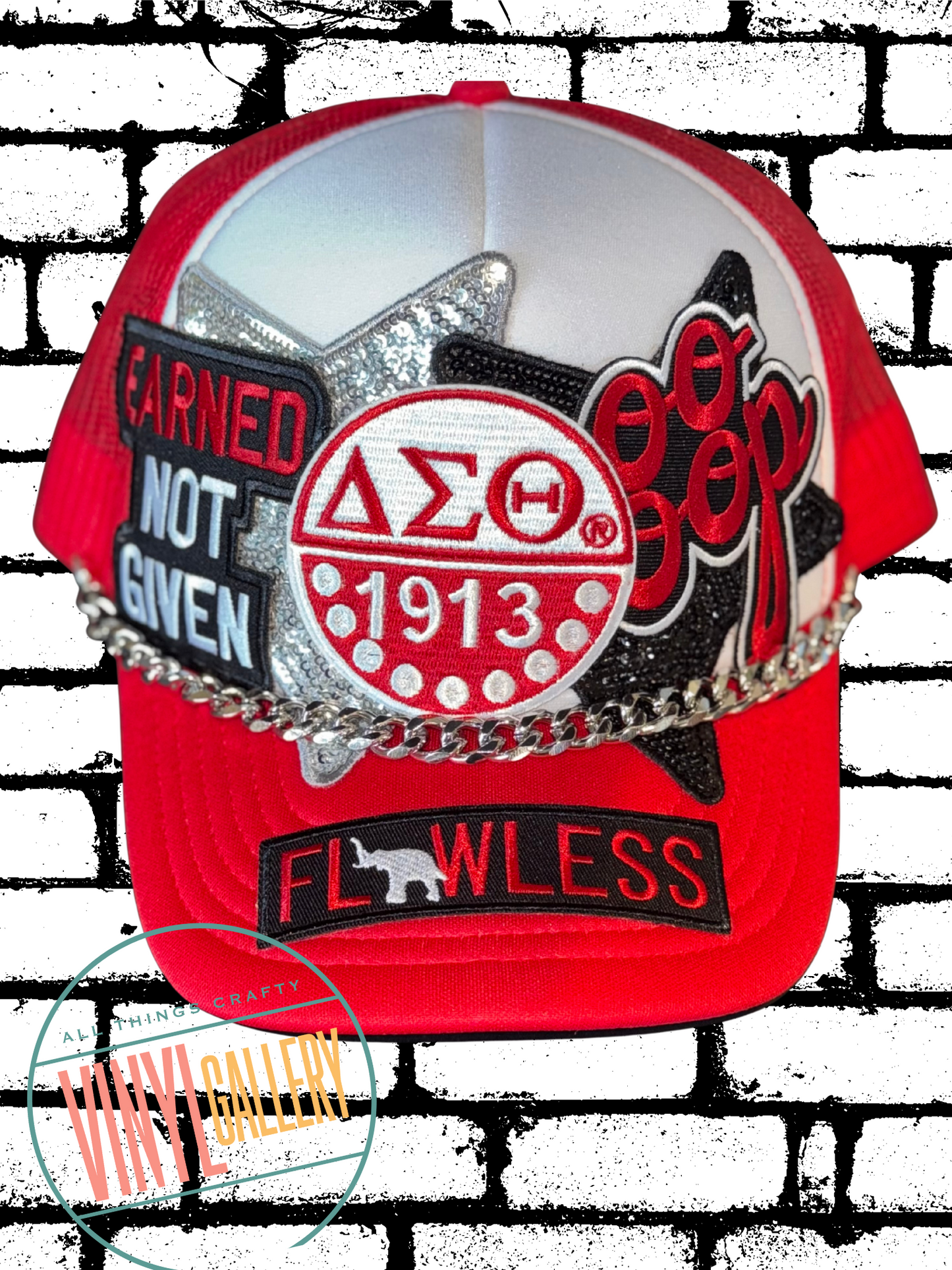 Delta Sigma Theta Inspired Statement Trucker Hat – “Earned Not Given / FLAWLESS”