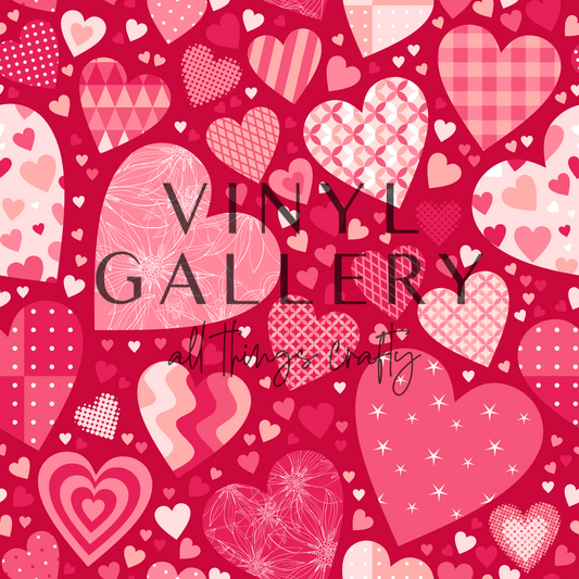 Red Pink Heart Collage Patterns