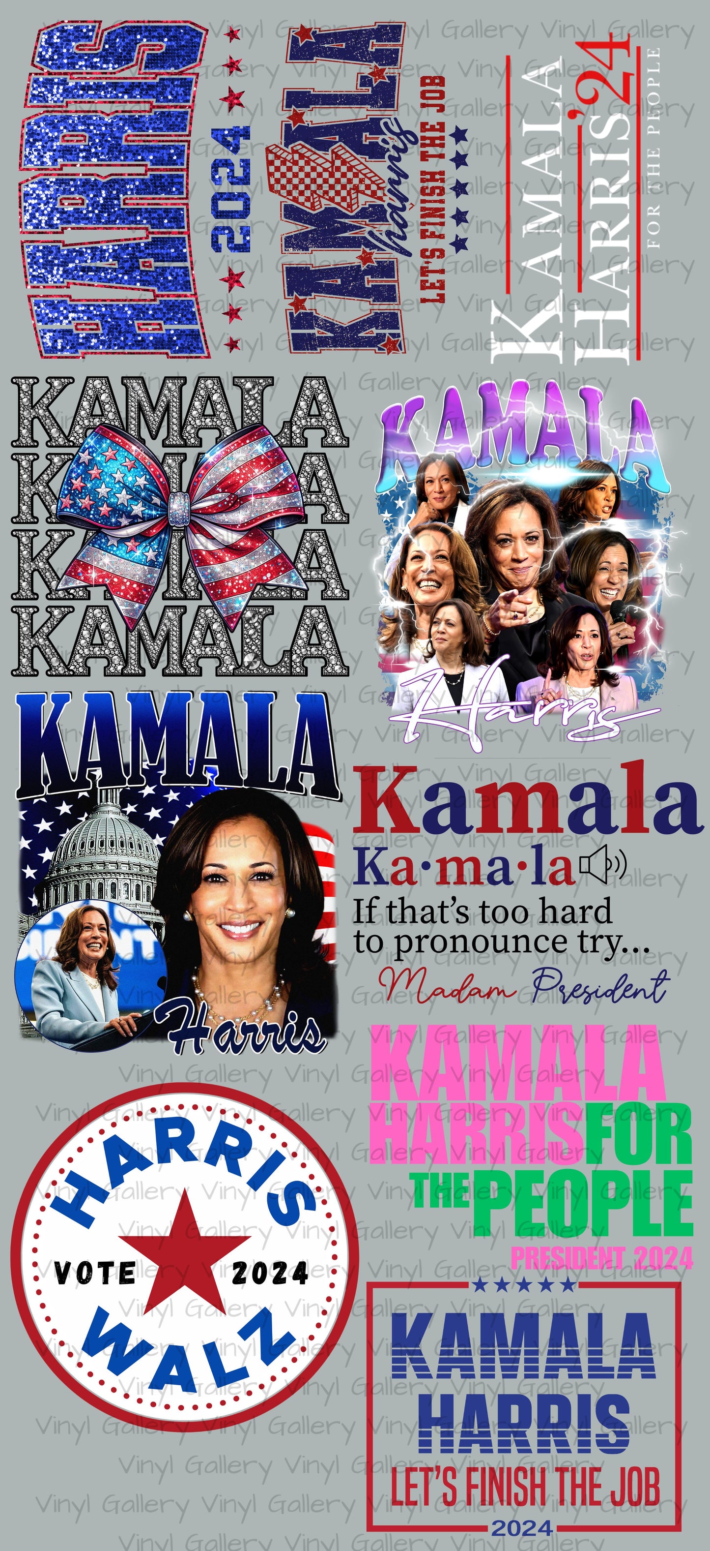 Premade 48inch Kamala Harris DTF Gangsheet