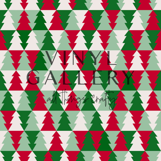 Red Green Xmas Trees Pattern